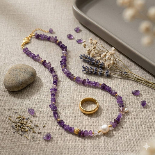 Collier Harmonie Amethyste et Perle - MAISON BISKRI